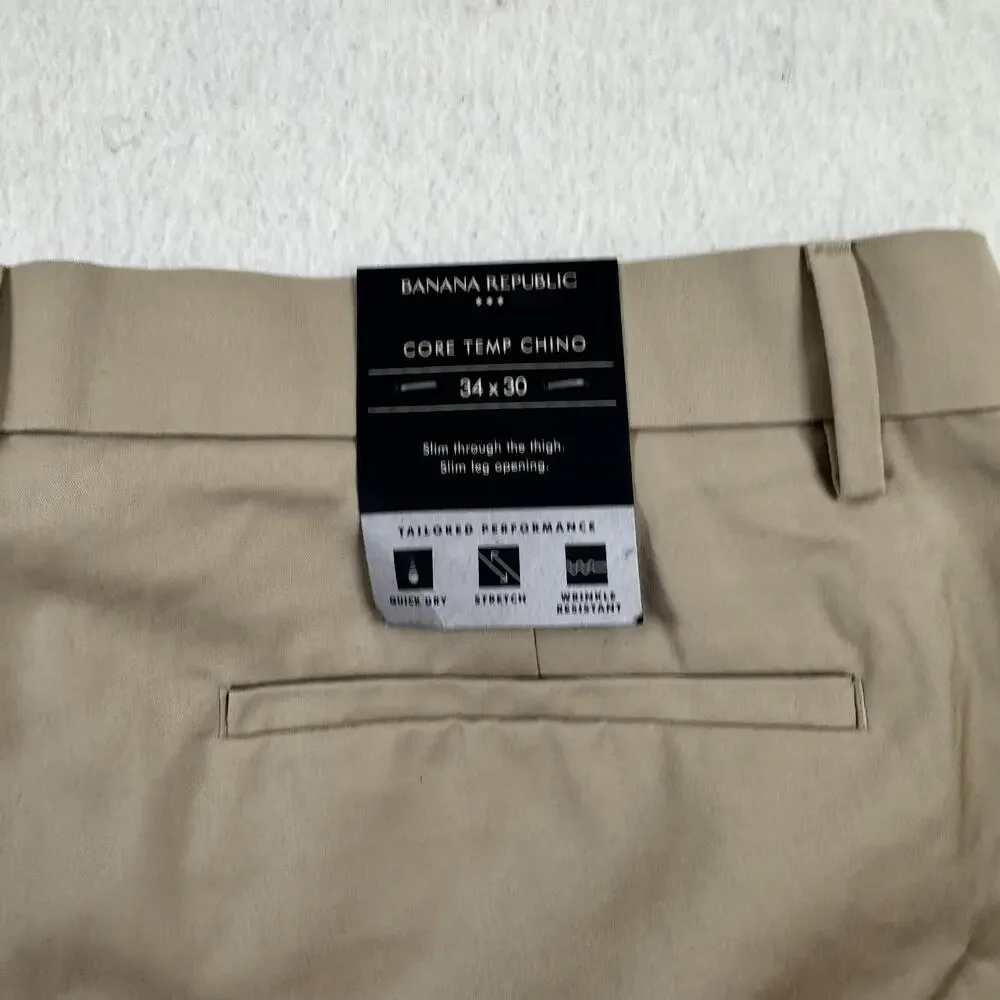 Banana Republic Pants Mens Size 34x30 Beige Core Temp Chino Slim Fit Stretch